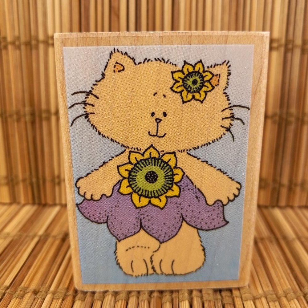 Rubber Stampede Sunflower Kitty Rubber Stamp A2511D